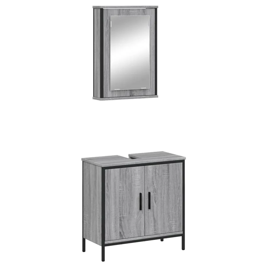 Ensemble de meubles de salle de bain 2 pcs Sonoma gris - 2