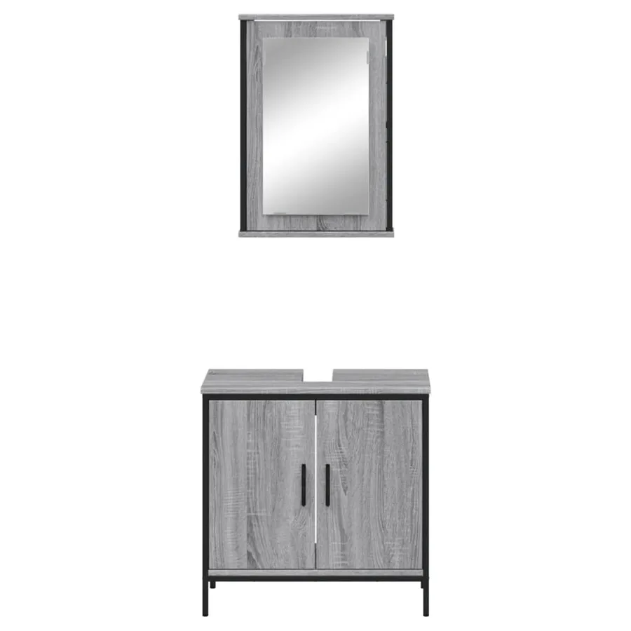 Ensemble de meubles de salle de bain 2 pcs Sonoma gris - 6