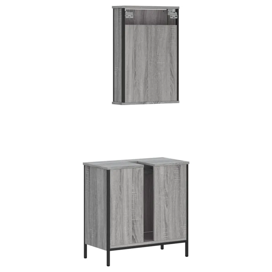 Ensemble de meubles de salle de bain 2 pcs Sonoma gris - 8