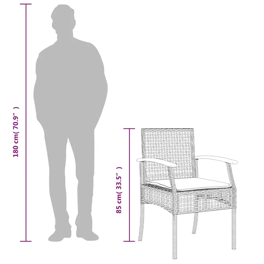 Chaises de jardin coussins lot de 4 gris résine tressée acacia - 11