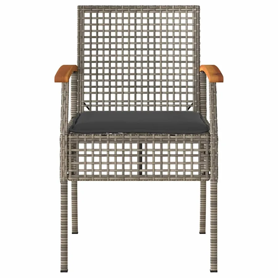 Chaises de jardin coussins lot de 4 gris résine tressée acacia - 4