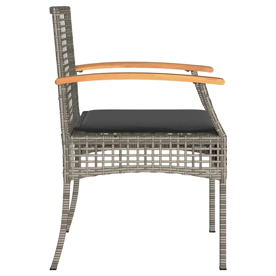 Chaises de jardin coussins lot de 4 gris résine tressée acacia - 6