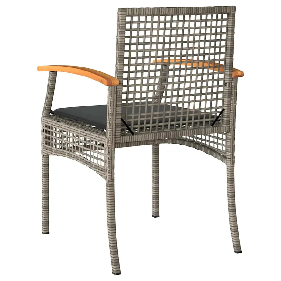 Chaises de jardin coussins lot de 4 gris résine tressée acacia - 7
