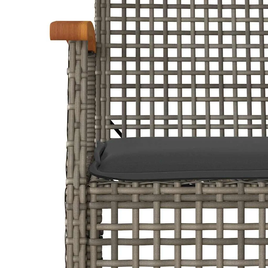 Chaises de jardin coussins lot de 4 gris résine tressée acacia - 9