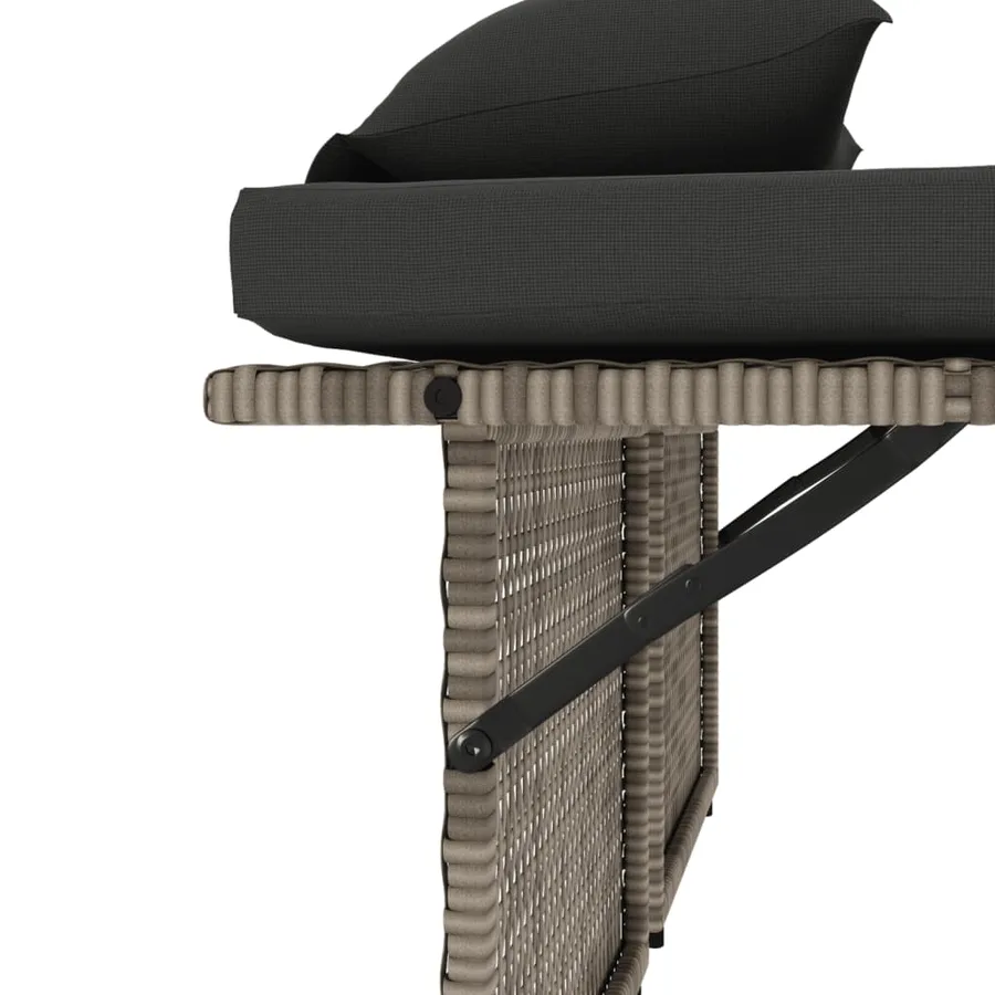 Banc inclinable de jardin avec coussins gris résine tressée - 12