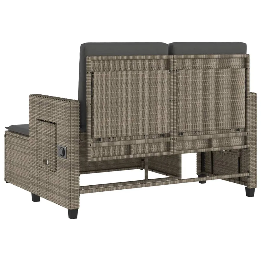 Banc inclinable de jardin avec coussins gris résine tressée - 8
