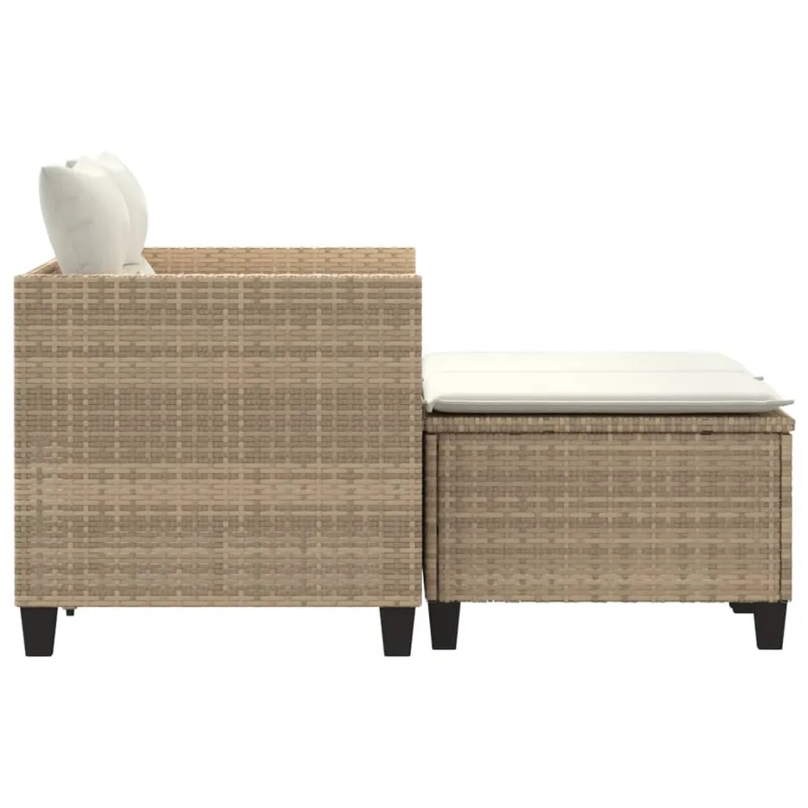 Canapé de jardin 2 places avec tabourets beige résine tressée - 5