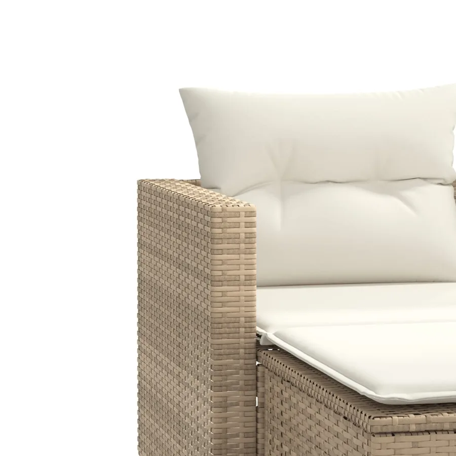 Canapé de jardin 2 places avec tabourets beige résine tressée - 7