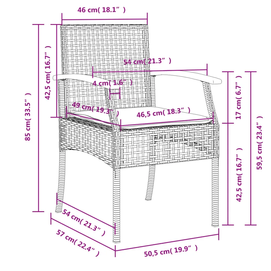 Ensemble à manger de jardin et coussins 7 pcs gris rotin - 8