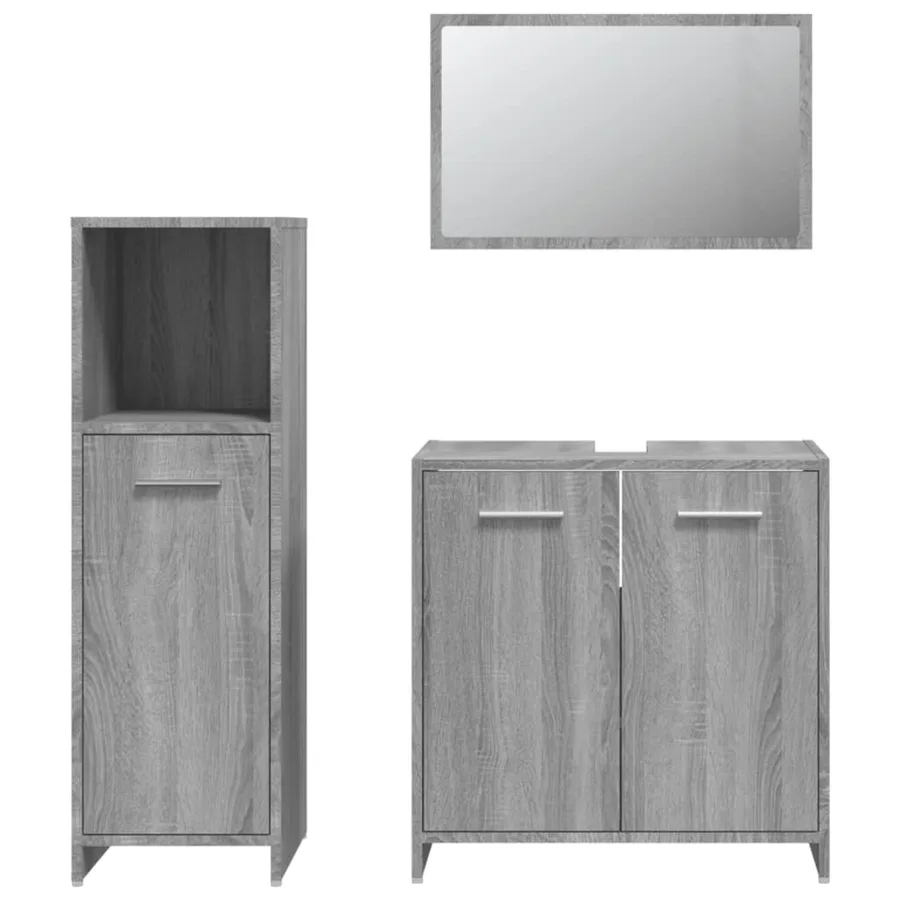 Ensemble de meubles de salle de bain 3 pcs Sonoma gris - 5