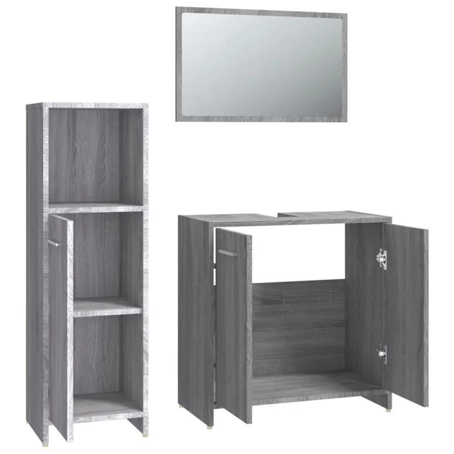 Ensemble de meubles de salle de bain 3 pcs Sonoma gris - 6