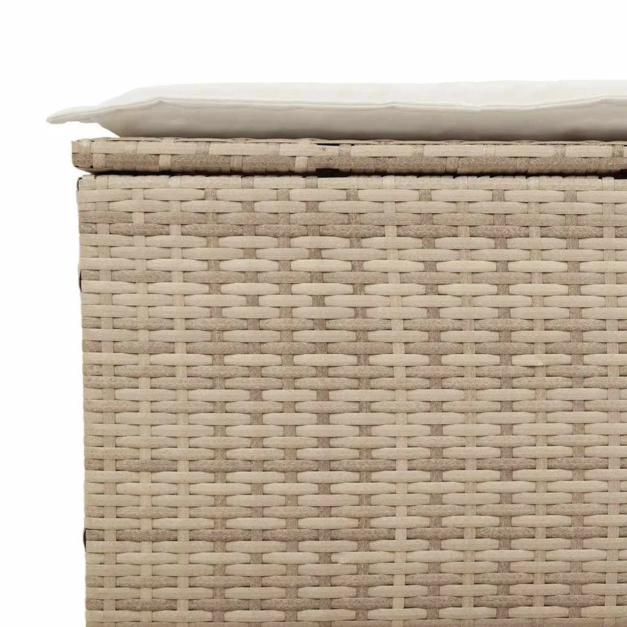 Canapé de jardin avec coussins 3 places beige résine tressée - 6