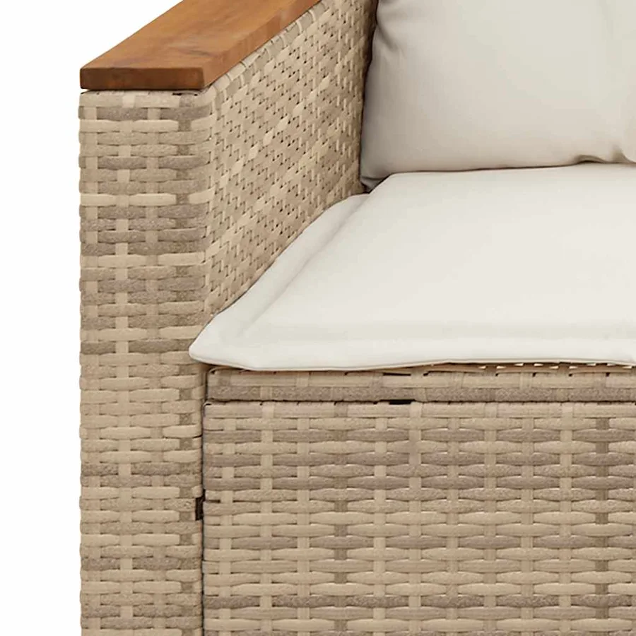 Canapé de jardin avec coussins 3 places beige résine tressée - 7