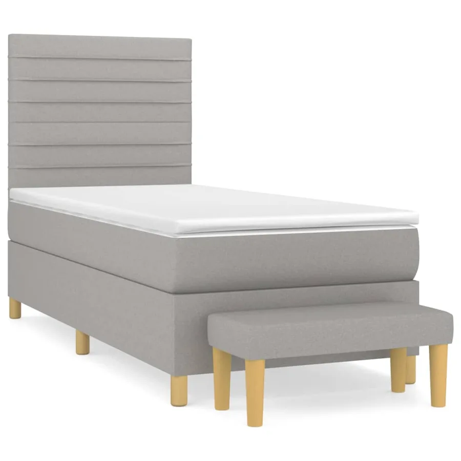 Sommier à lattes de lit et matelas Gris clair 90x190 cm Tissu - 2