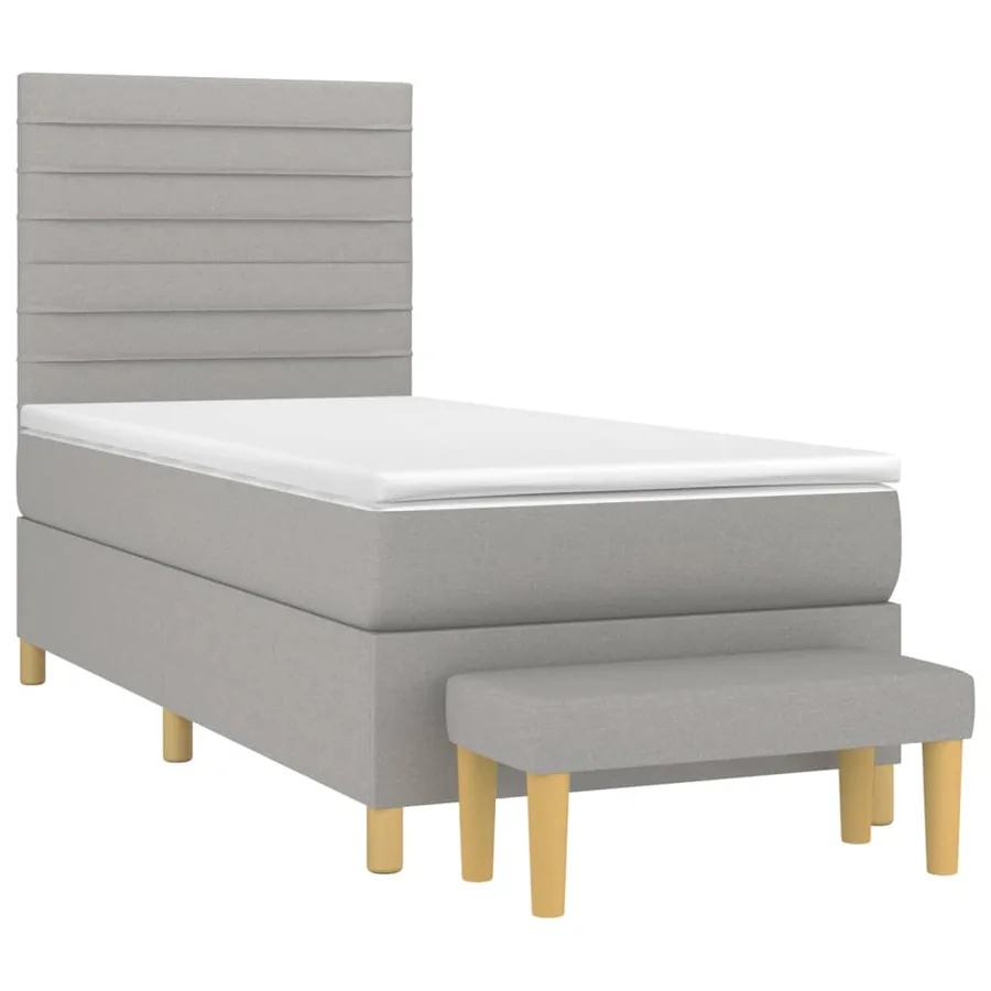Sommier à lattes de lit et matelas Gris clair 90x190 cm Tissu - 3