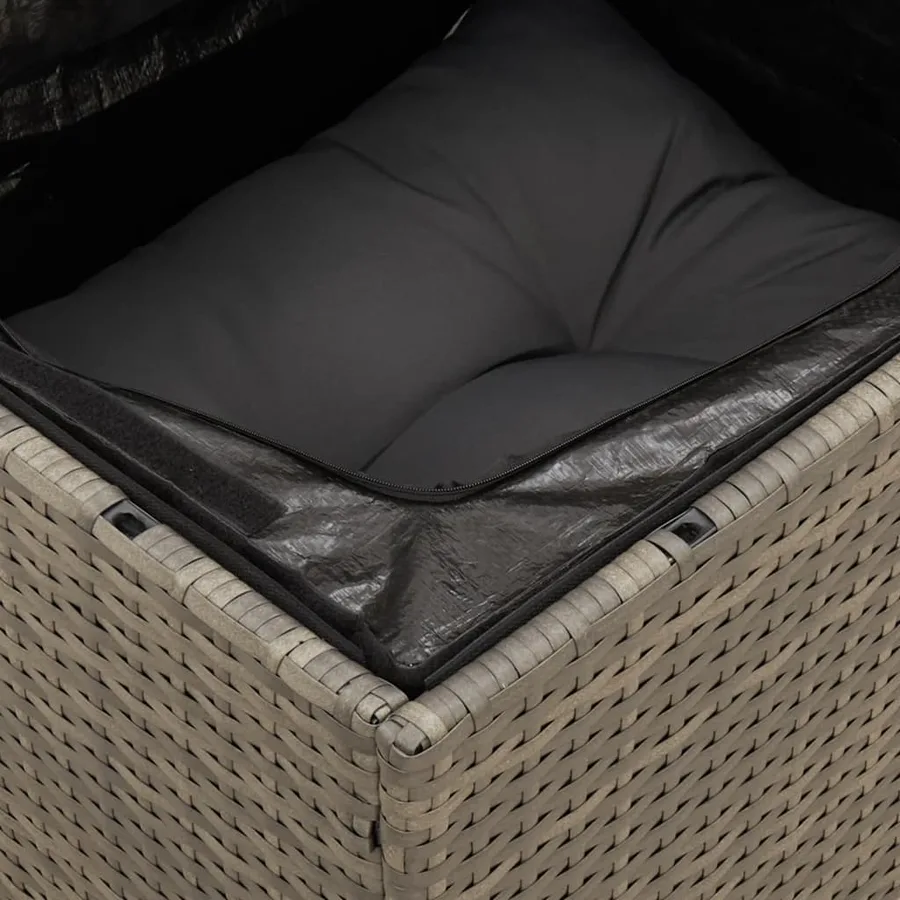 Salon de jardin avec coussins 10 pcs gris résine tressée - 6