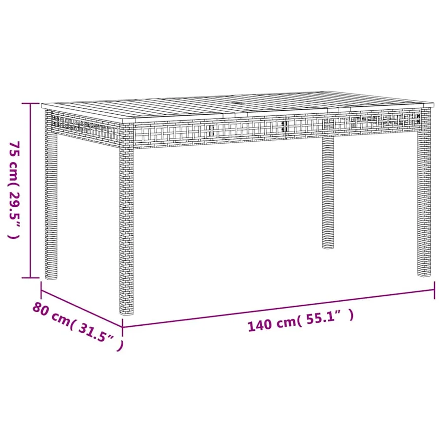 Ensemble à manger de jardin avec coussins 5pcs Beige poly rotin - 11