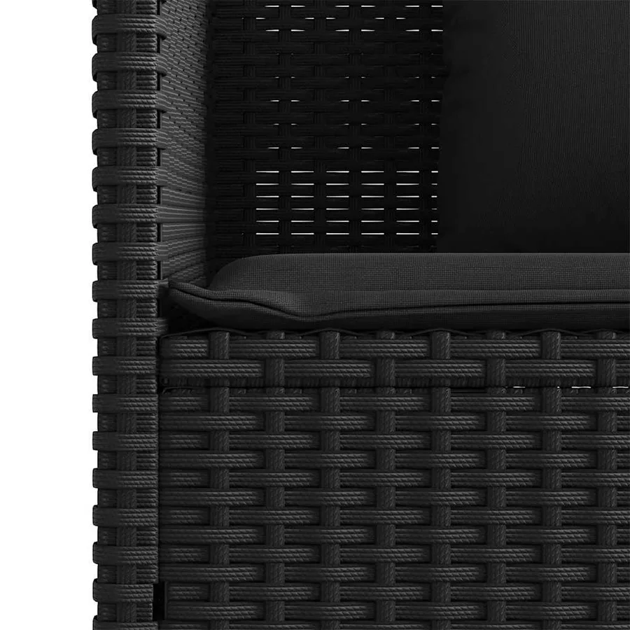 Banc de jardin avec coussins noir résine tressée - 10