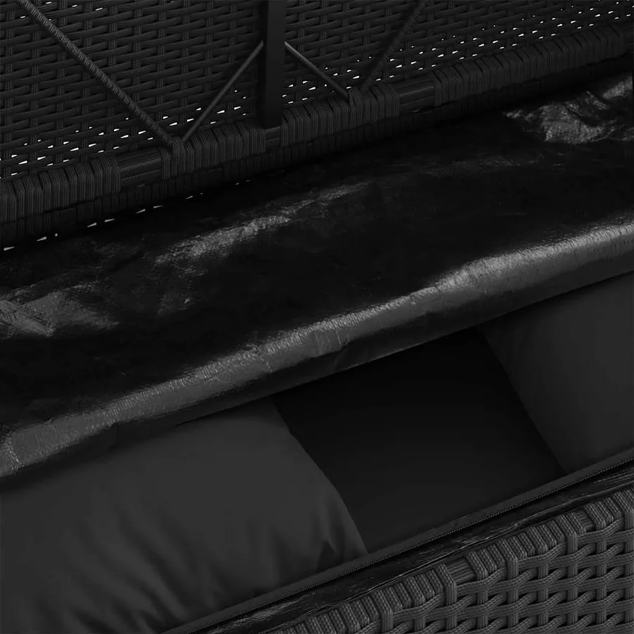 Banc de jardin avec coussins noir résine tressée - 9