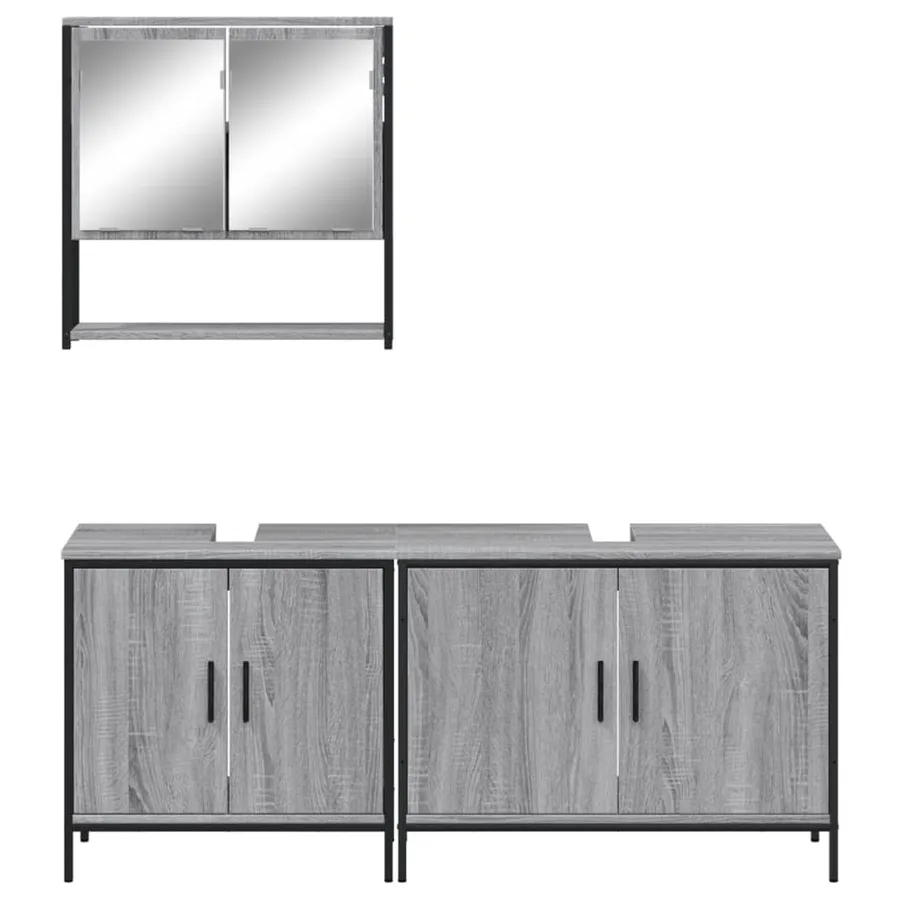Ensemble de meubles de salle de bain 3 pcs Sonoma gris - 5