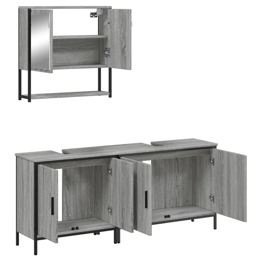 Ensemble de meubles de salle de bain 3 pcs Sonoma gris - 6