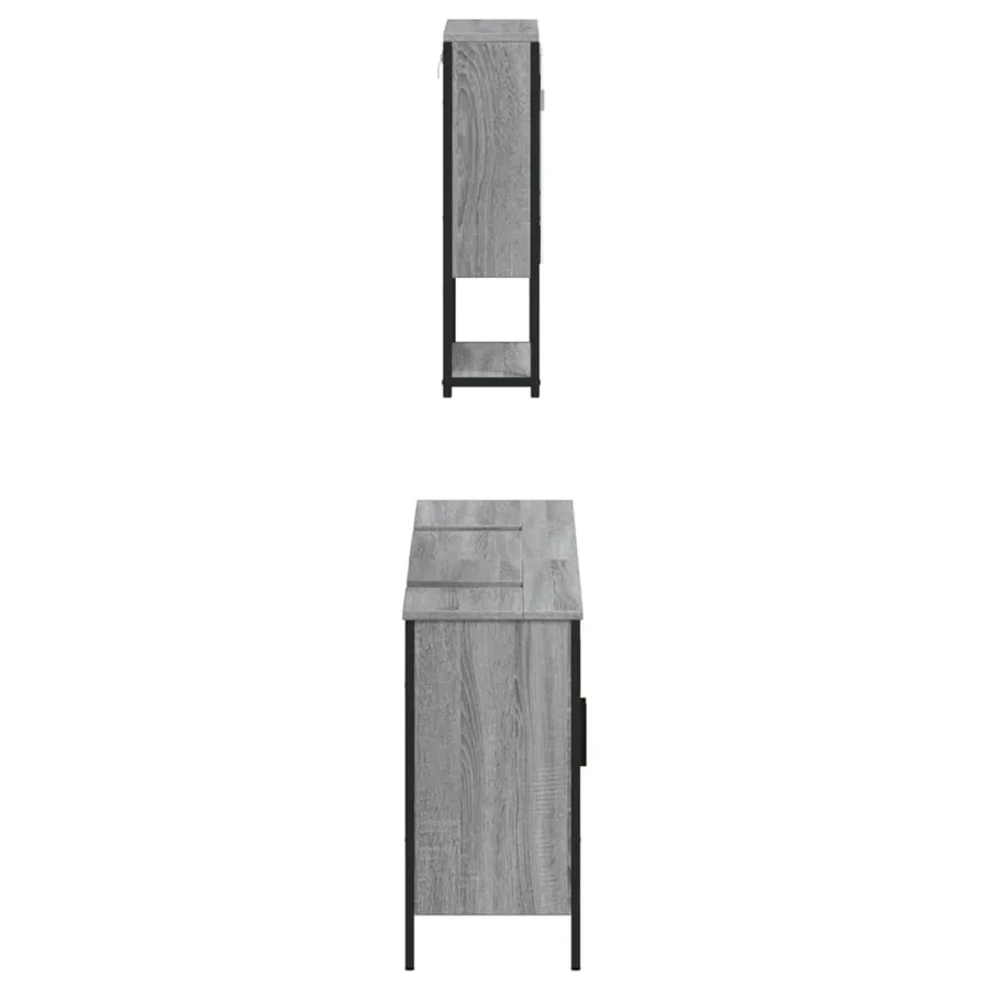 Ensemble de meubles de salle de bain 3 pcs Sonoma gris - 7
