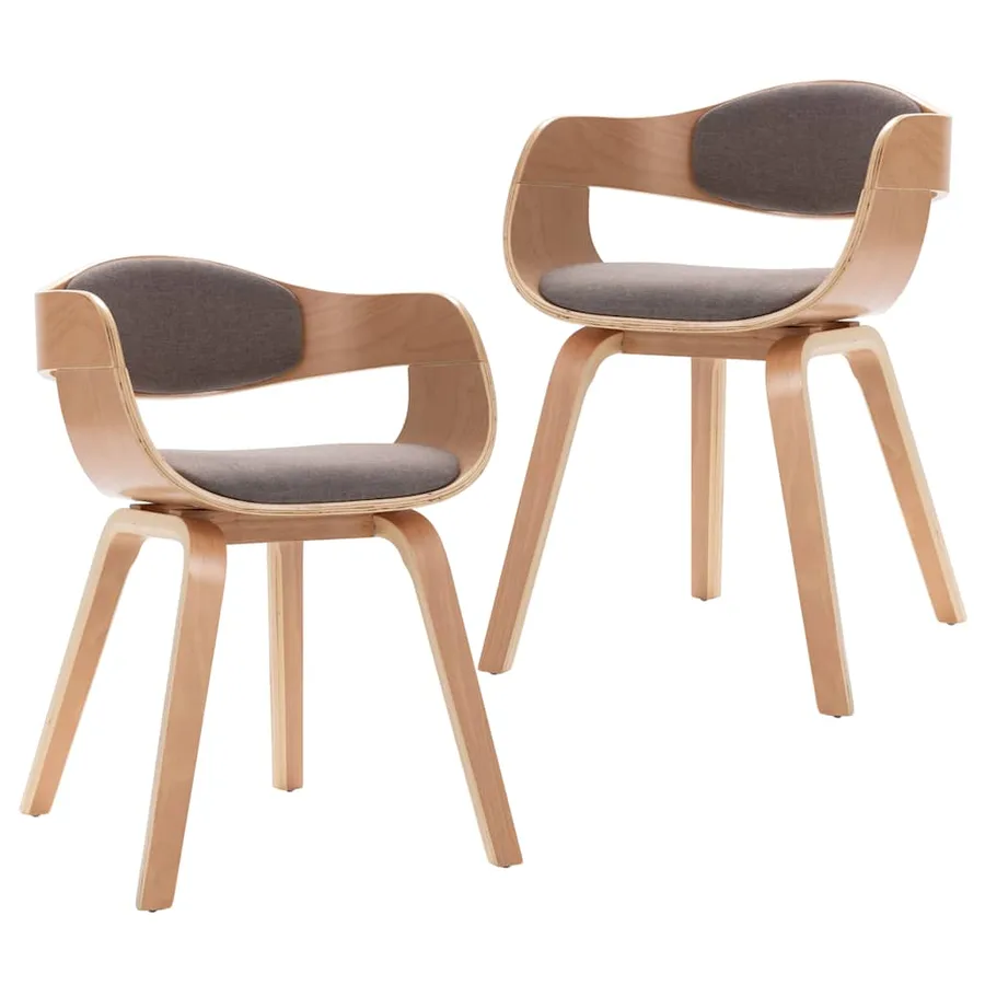 Chaises à manger lot de 2 bois courbé et tissu taupe - 2