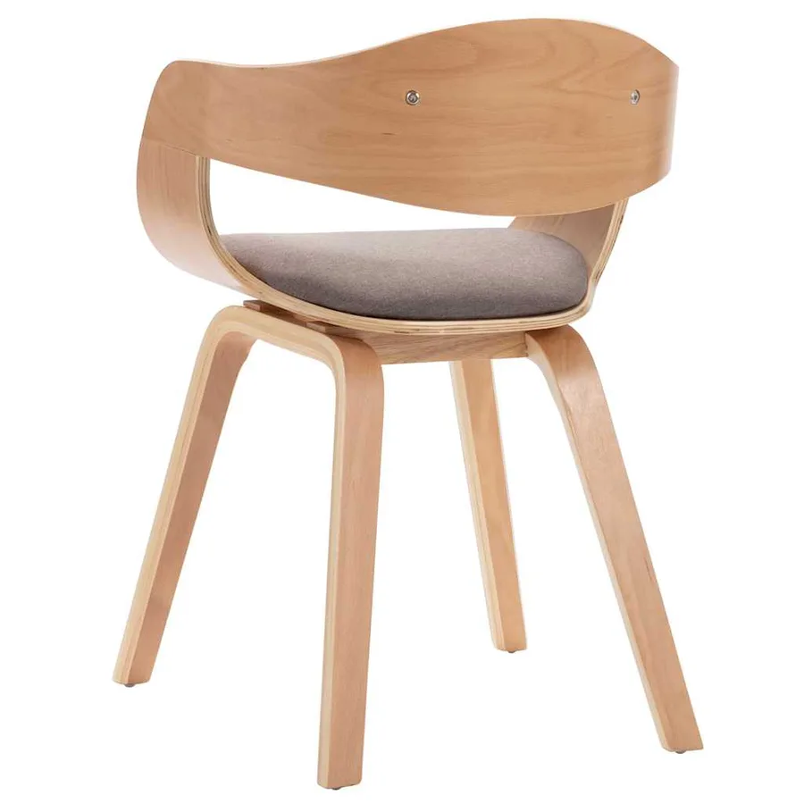 Chaises à manger lot de 2 bois courbé et tissu taupe - 6