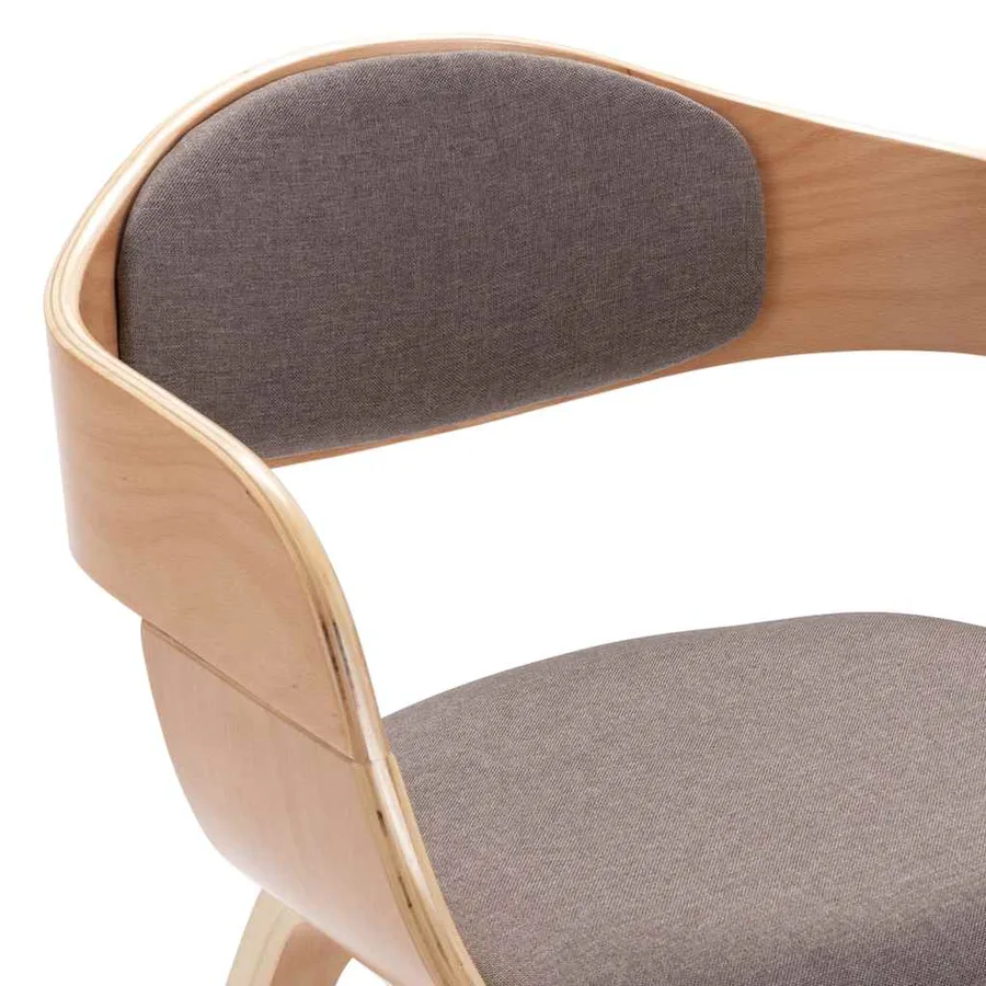 Chaises à manger lot de 2 bois courbé et tissu taupe - 7