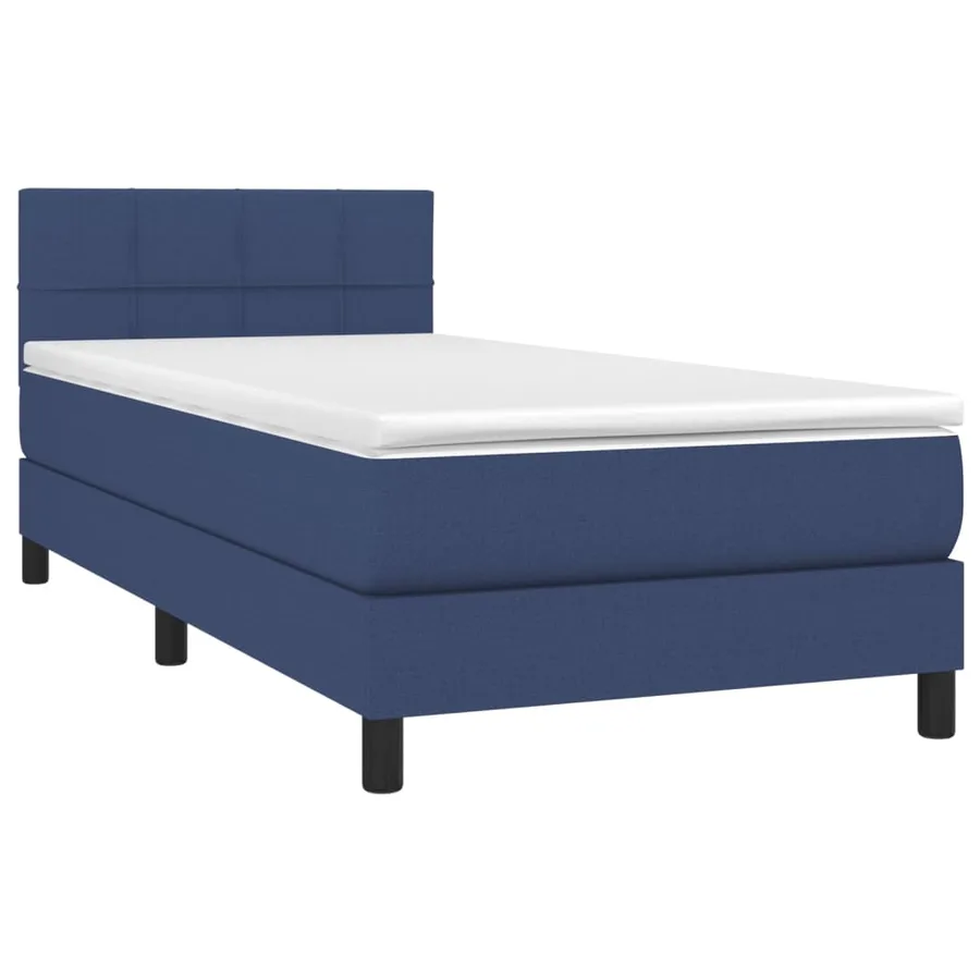 Sommier à lattes de lit avec matelas et LED Bleu 90x200cm Tissu - 3