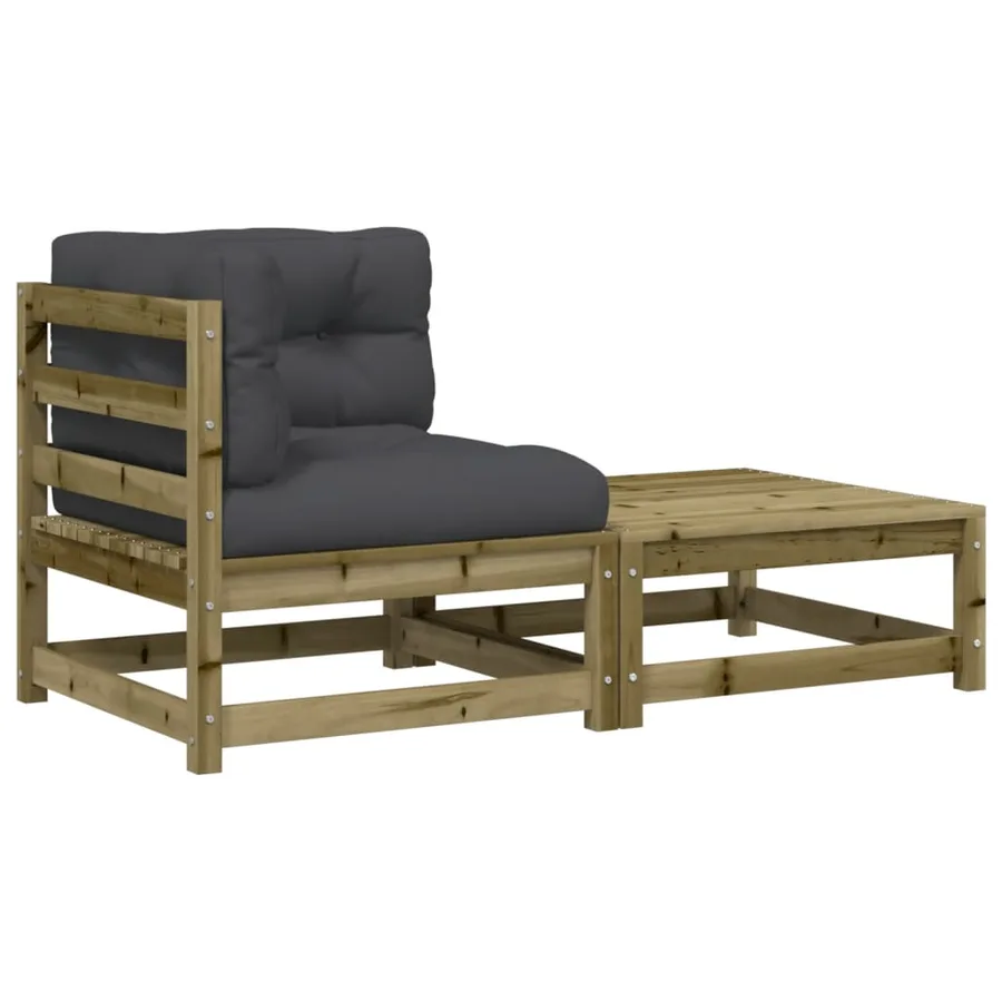 Canapé d'angle de jardin avec coussins et repose-pieds - 2
