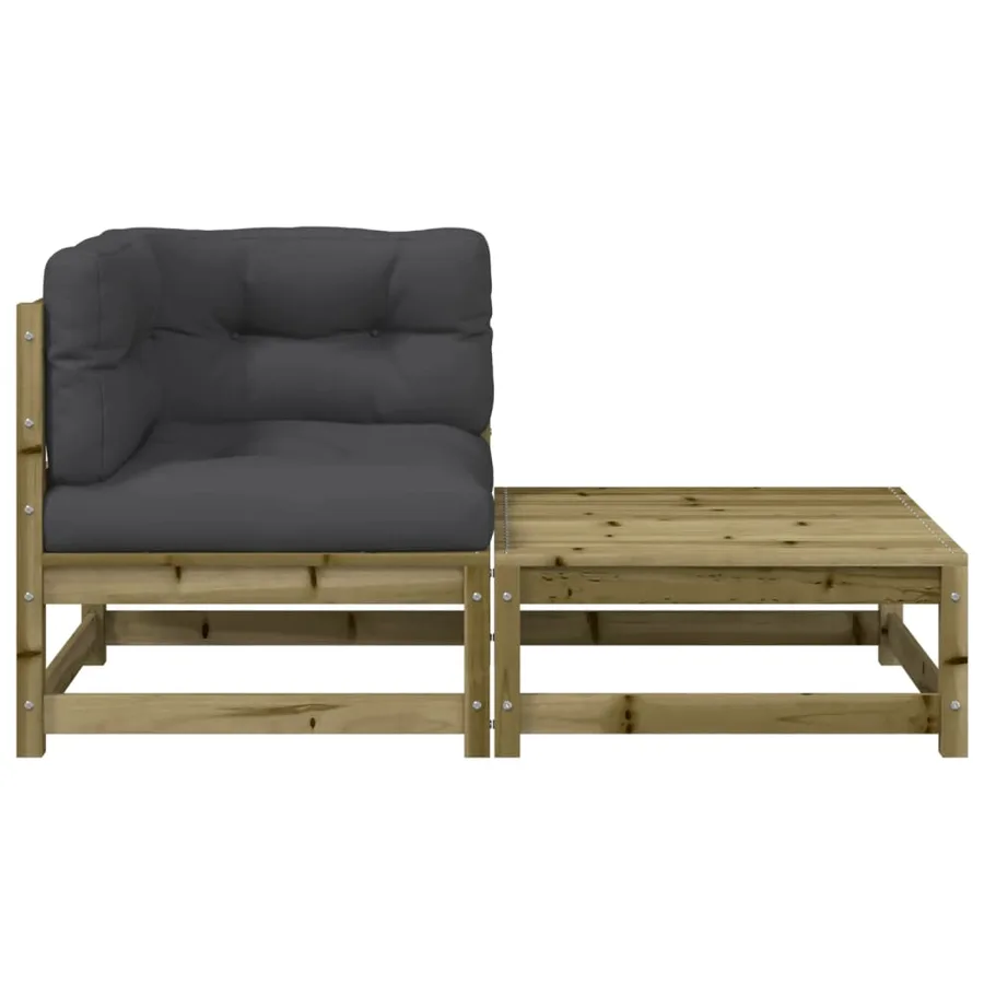 Canapé d'angle de jardin avec coussins et repose-pieds - 5