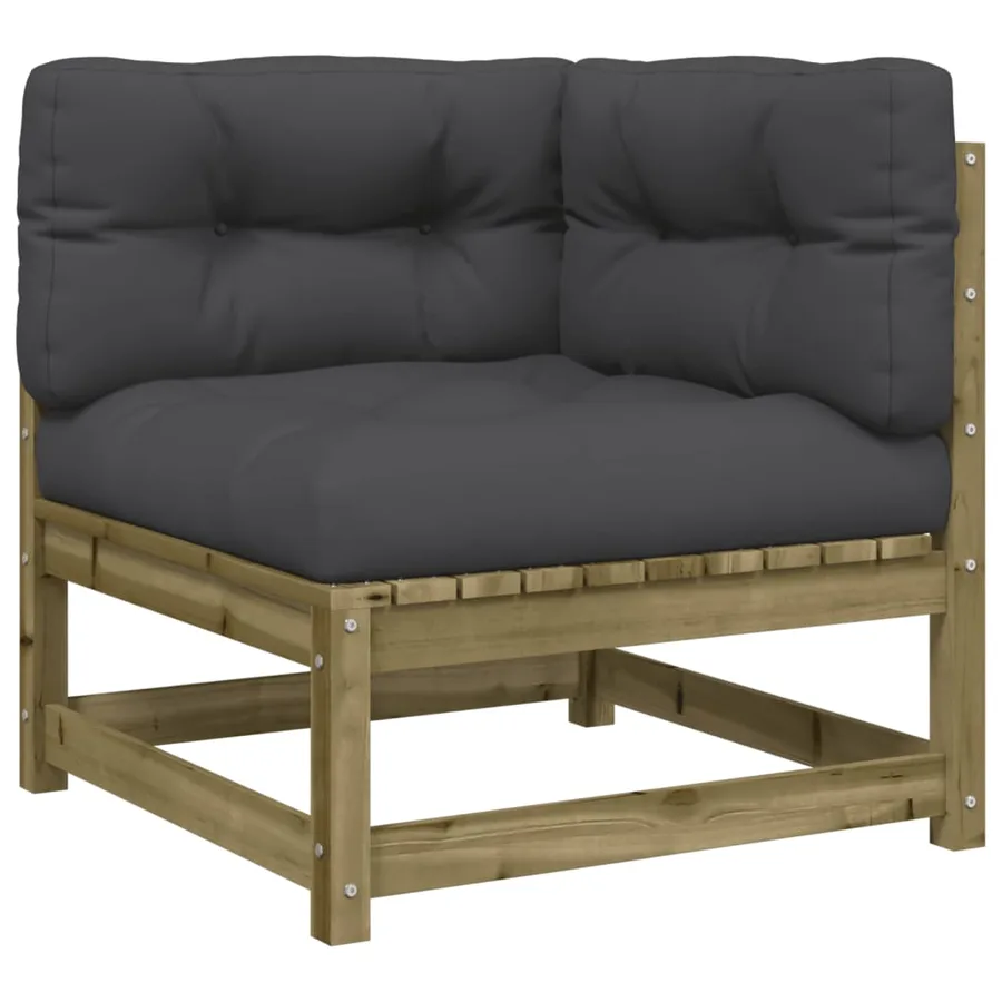 Canapé d'angle de jardin avec coussins et repose-pieds - 6