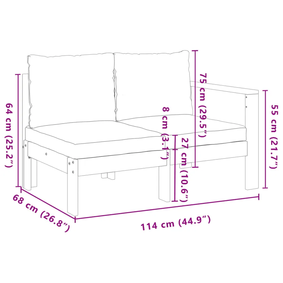 Salon de jardin avec coussins 4 pcs bois d'acacia massif - 9