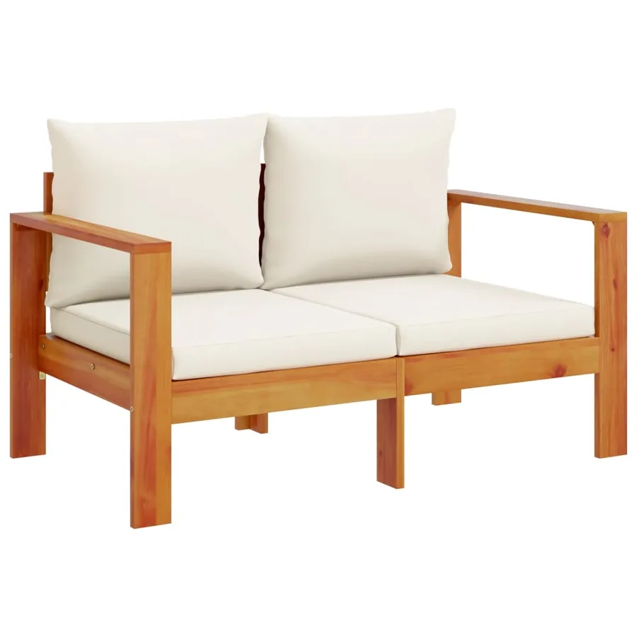 Salon de jardin avec coussins 3 pcs bois massif d'acacia - 4