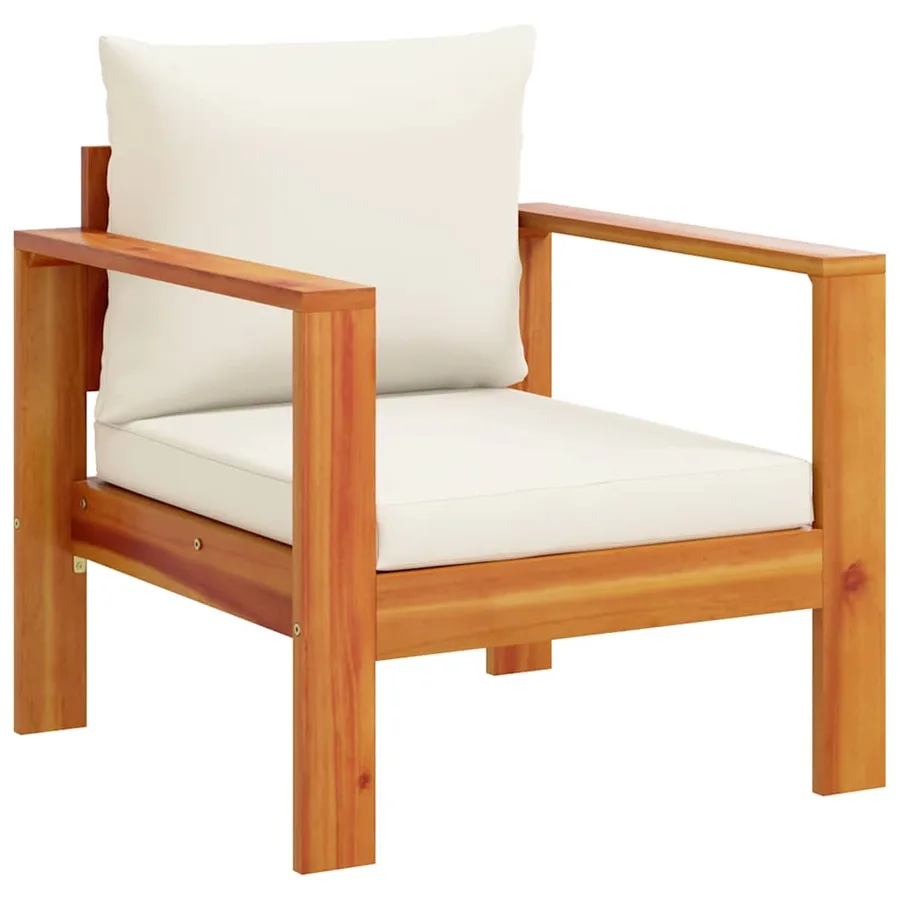 Chaise de jardin avec coussins bois massif d'acacia - 2