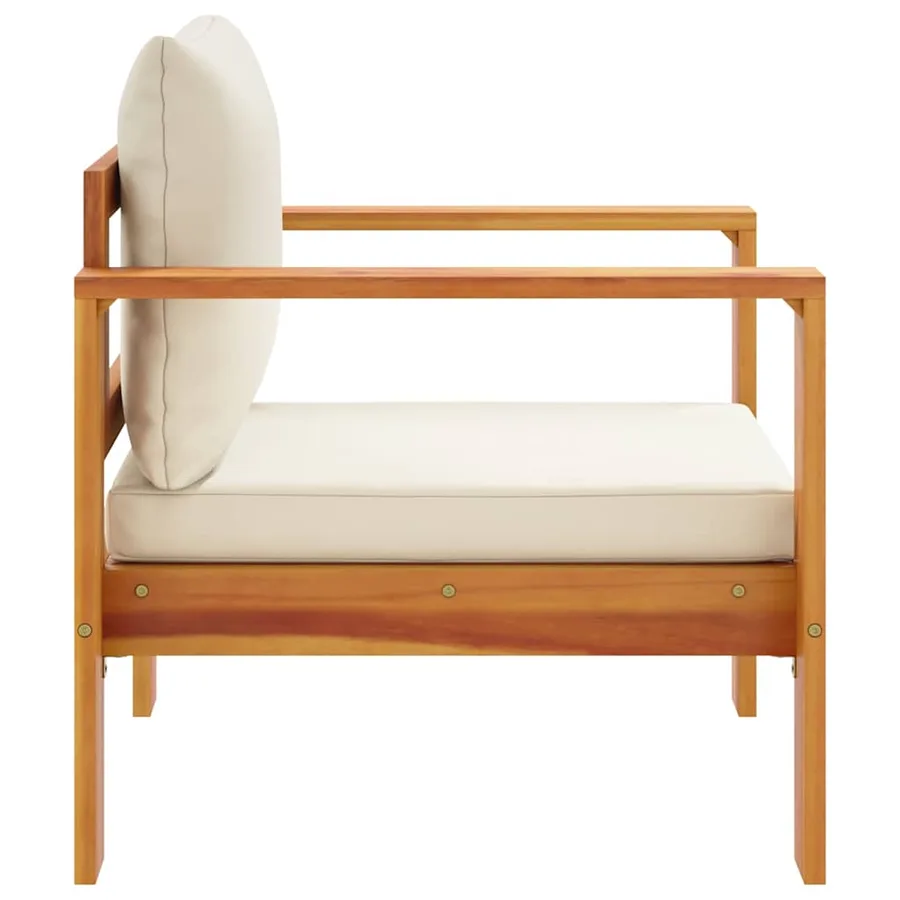 Chaise de jardin avec coussins bois massif d'acacia - 5