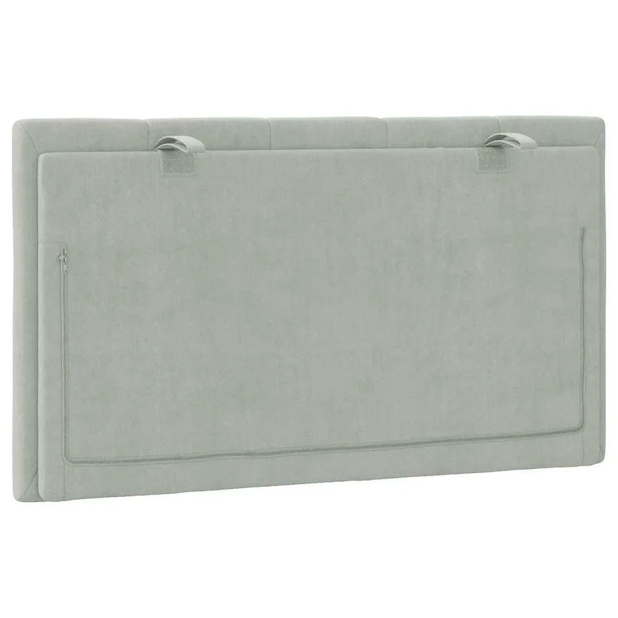 Coussin de tête de lit Hanko gris clair 80 cm velours - 7