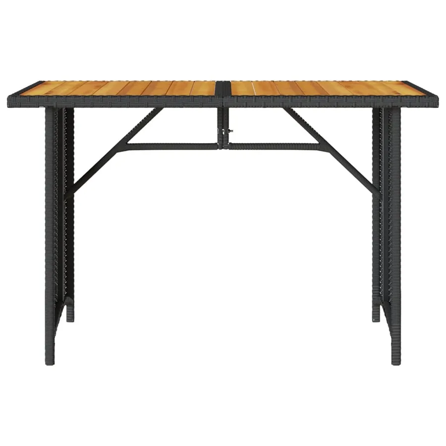 Table de jardin et dessus en bois noir 110x68x70 cm poly rotin - 4