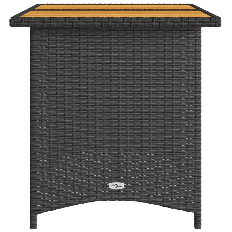 Table de jardin et dessus en bois noir 110x68x70 cm poly rotin - 5