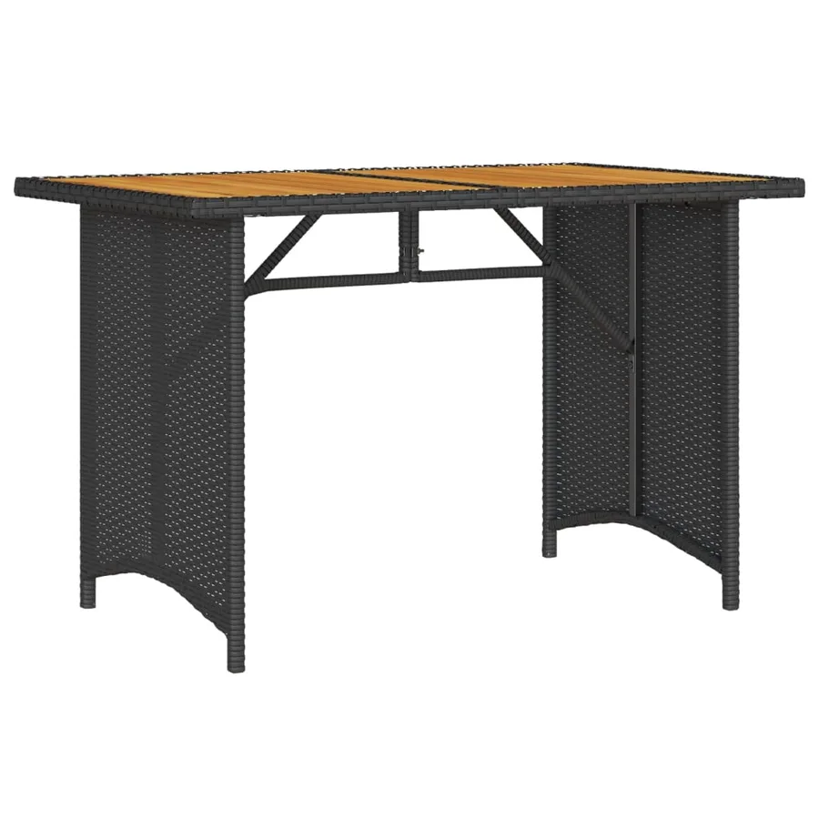 Table de jardin et dessus en bois noir 110x68x70 cm poly rotin - 6