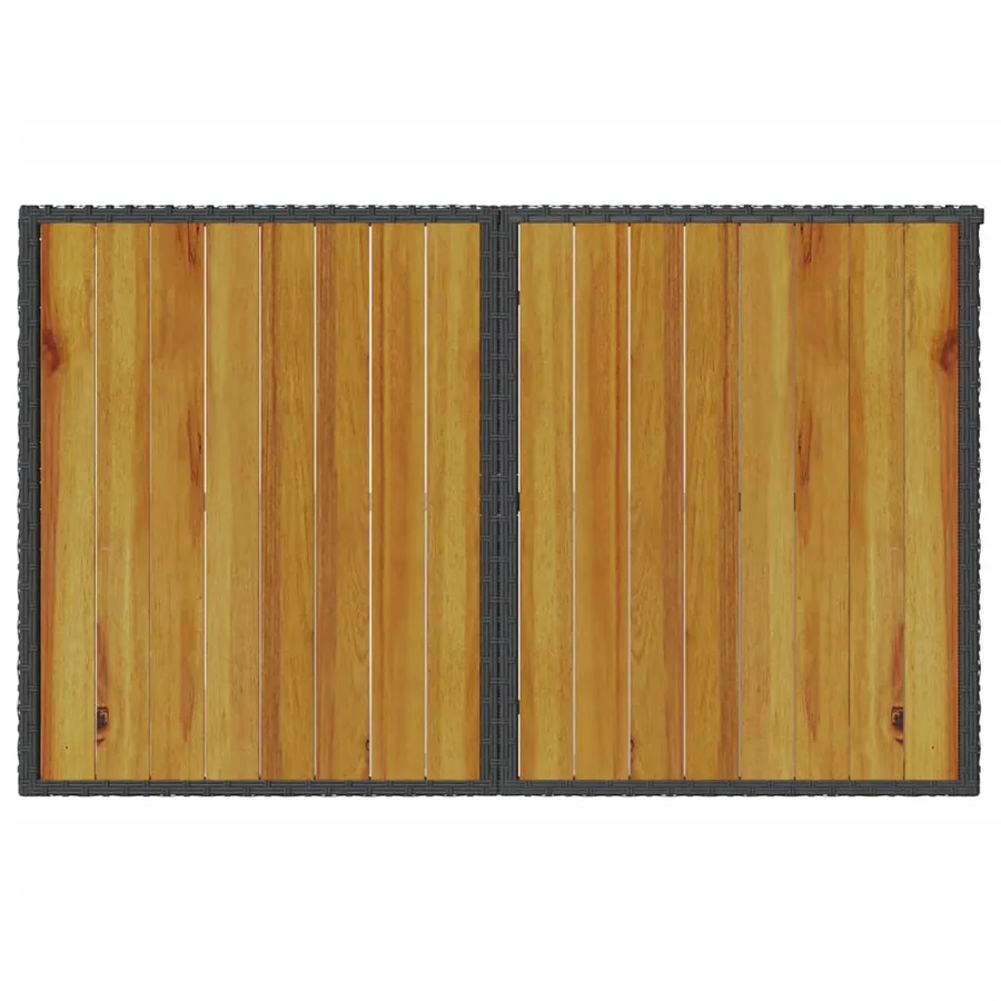 Table de jardin et dessus en bois noir 110x68x70 cm poly rotin - 7