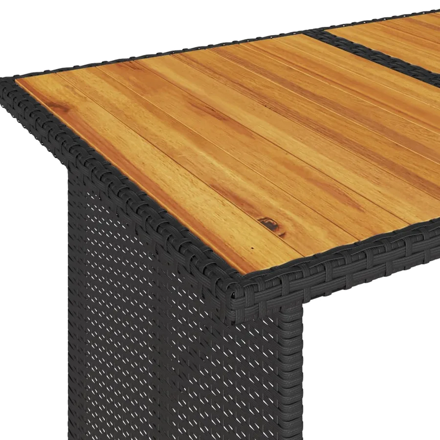 Table de jardin et dessus en bois noir 110x68x70 cm poly rotin - 8