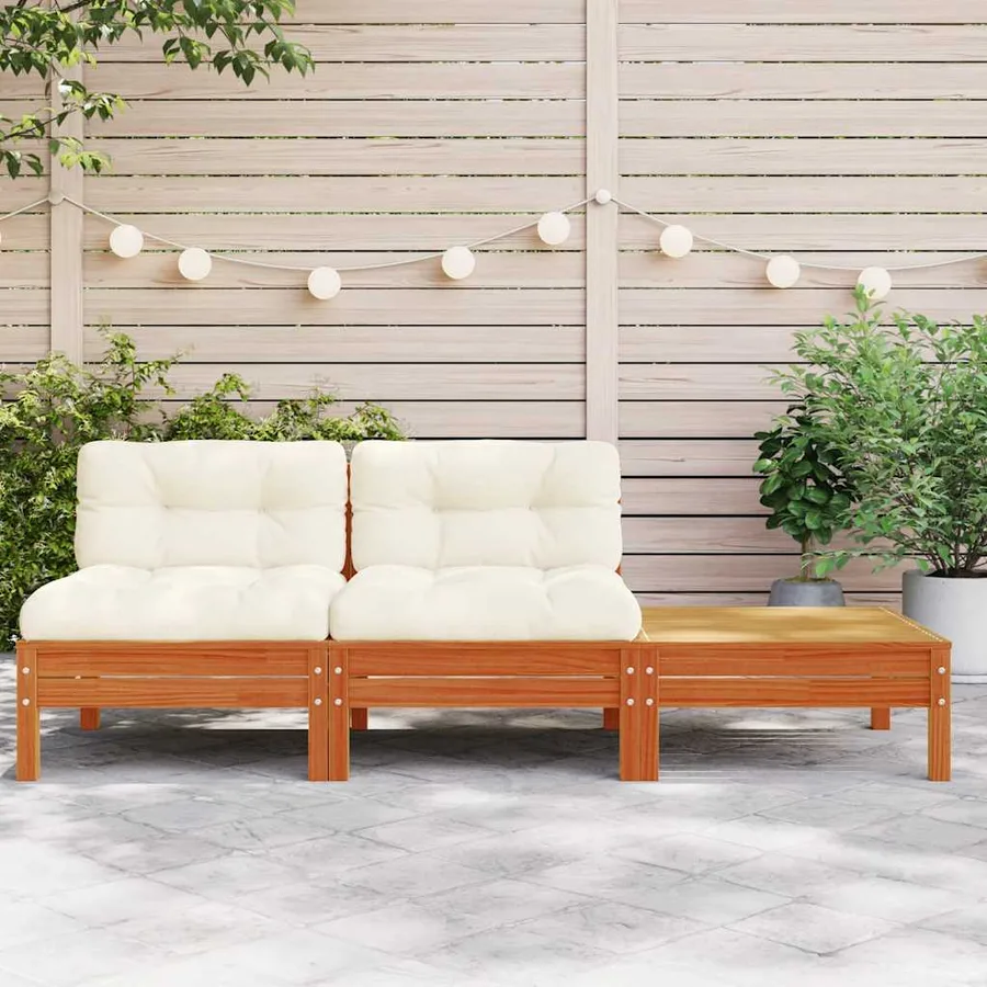 Canapé de jardin avec coussins et repose-pied 2 places - 3