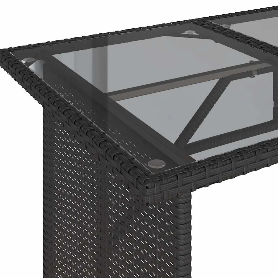 Ensemble à manger de jardin coussins 2pcs noir résine tressée - 10