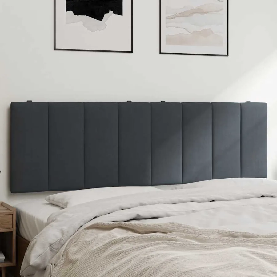 Coussin de tête de lit Hanko gris foncé 160 cm velours