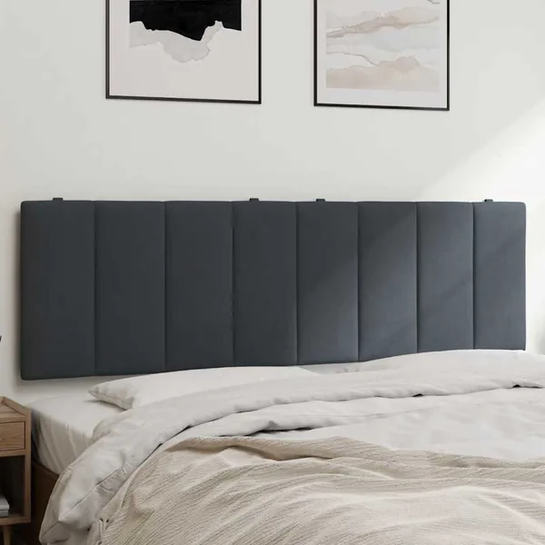 Coussin de tête de lit Hanko gris foncé 160 cm velours
