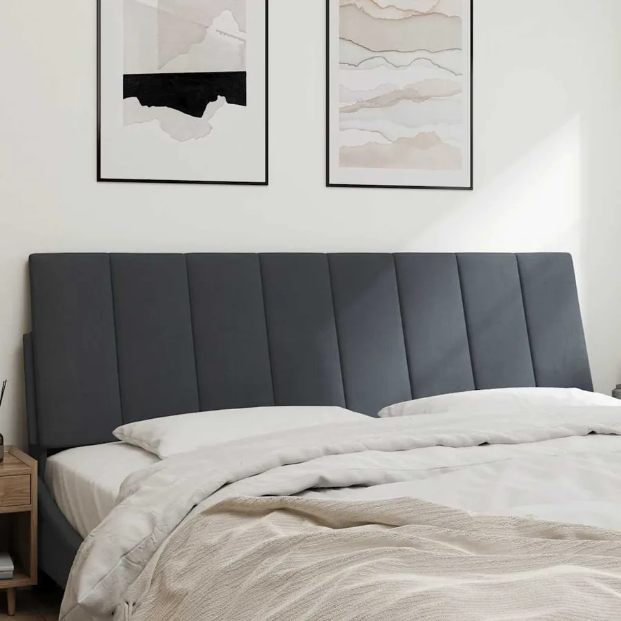 Coussin de tête de lit Hanko gris foncé 160 cm velours - 3