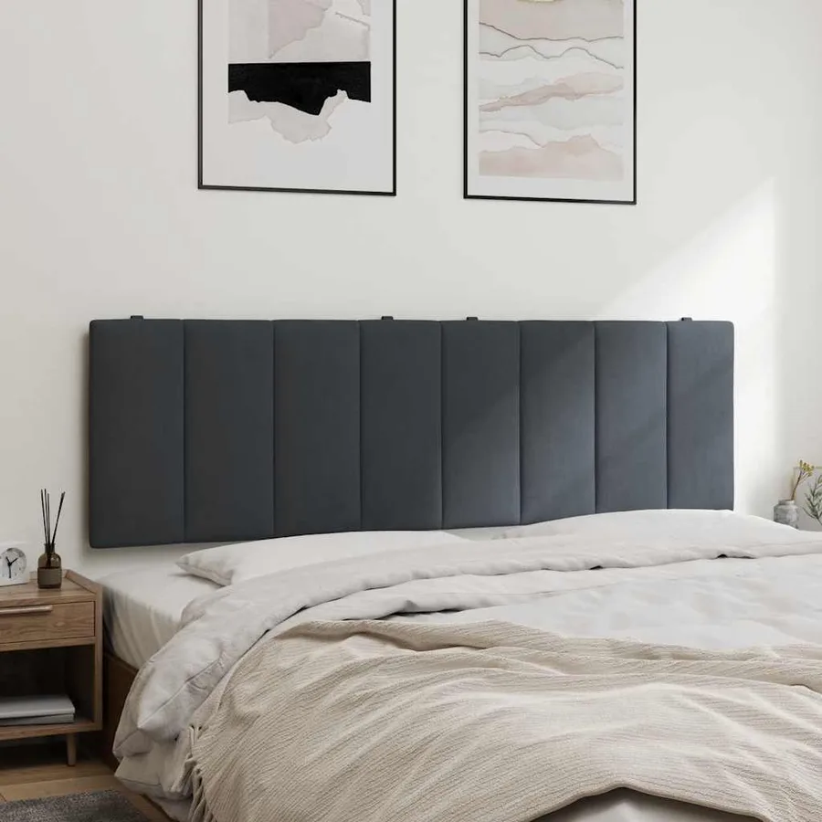 Coussin de tête de lit Hanko gris foncé 160 cm velours - 4