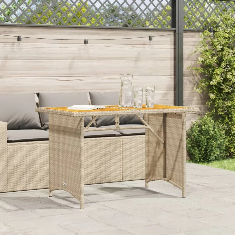 Table de jardin avec dessus en bois noir 110x68x70 cm rotin - 3